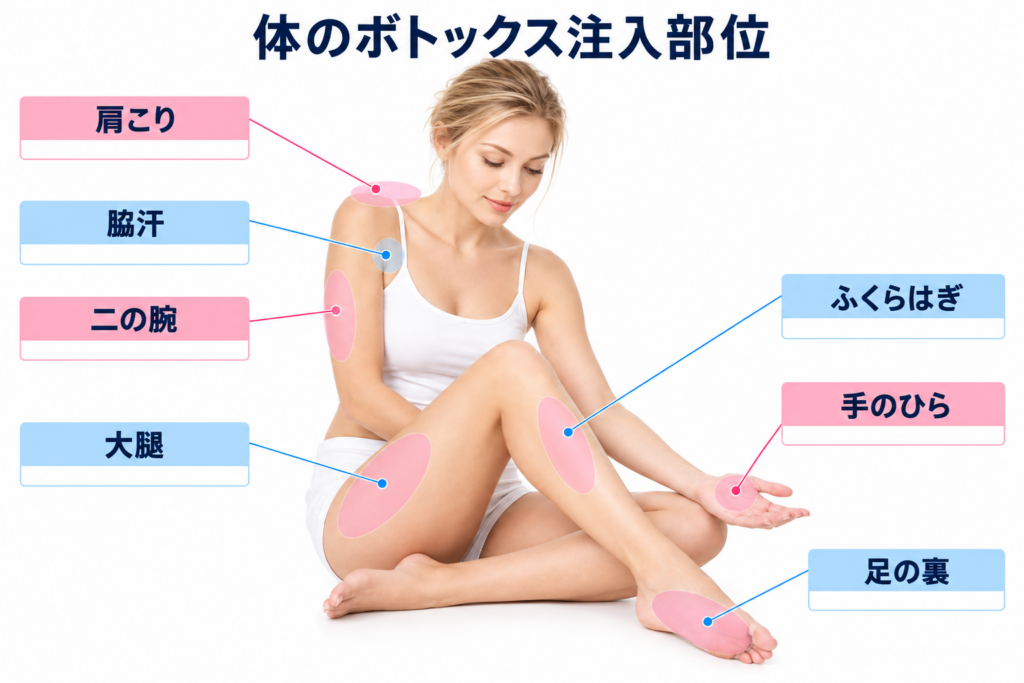 体のボトックス注入部位